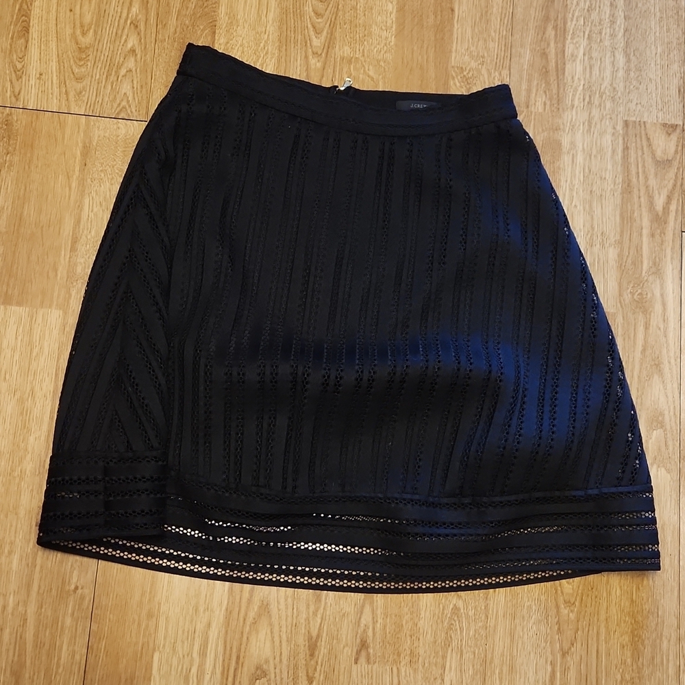 J Crew black lace stripe skirt sz 6